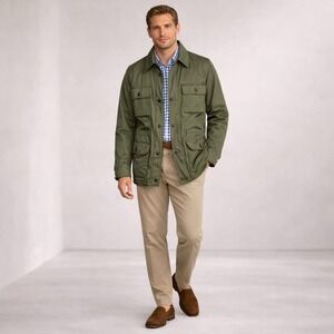 BROOKS BROTHERS 346 Men's Coat Jacket Size XXL Utility Army Nylon Lining Cotton